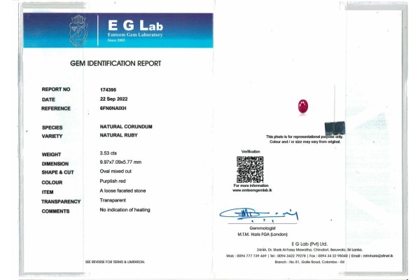 IIGJ Research & Laboratories | GJEPC Report for 3.53 cts Unheated Natural Ruby - Mozambique (Manikya)