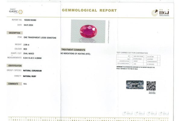  Report for 4.31 cts Unheated Natural Ruby (Manikya) - Earring Pair
