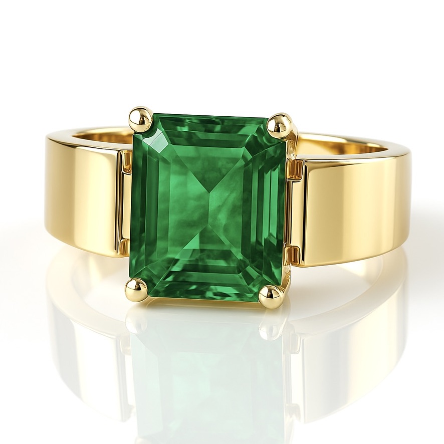 minimal bridge emerald gemstone ring prong setting