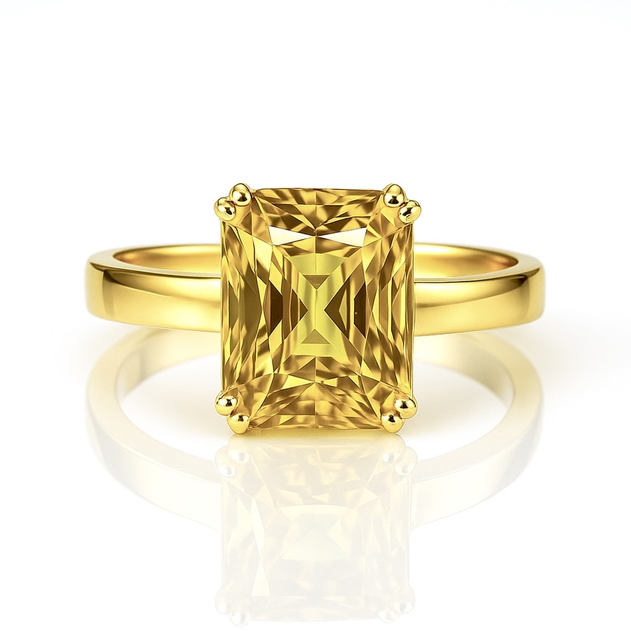 double prong setting gemstone ring