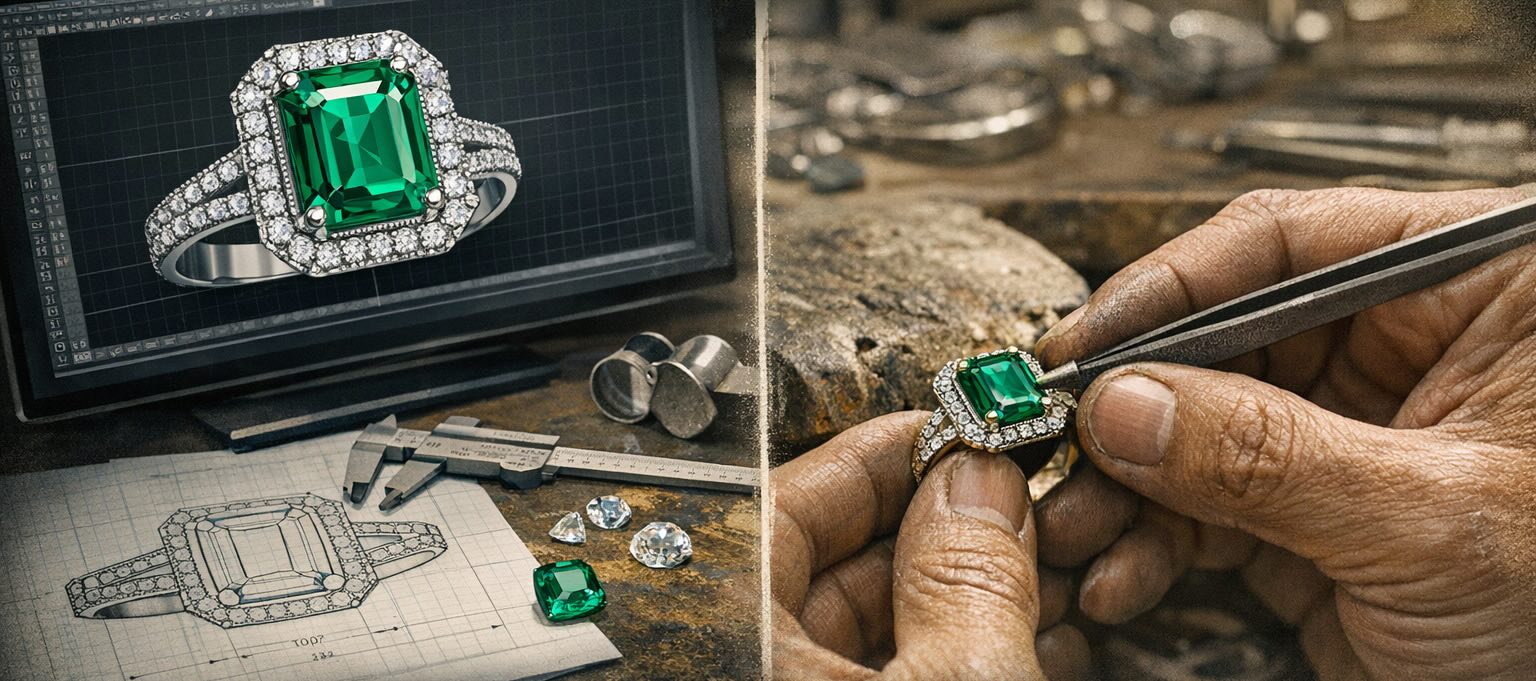 ring making process in cad and handcrafting