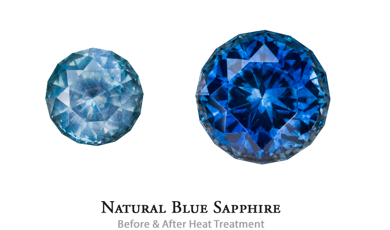 heat treated blue sapphire round shape