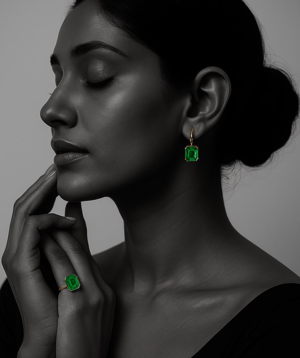 Vivid Green Emerald Earrings